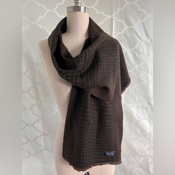 Inner Mongolia Kousei Cashmere 10% Wool 90% New! Scarf shawl Crocodile Print - Picture 10 of 13
